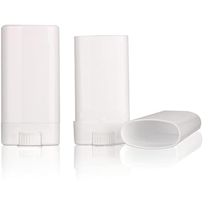 COSIDEA 25 PCS PLASTIC EMPTY WHITE 15G OVAL LIP BALM TUBE DEODORANT CONTAINERS 15ML LIPSTICK TUBE (WHITE) - Image 1